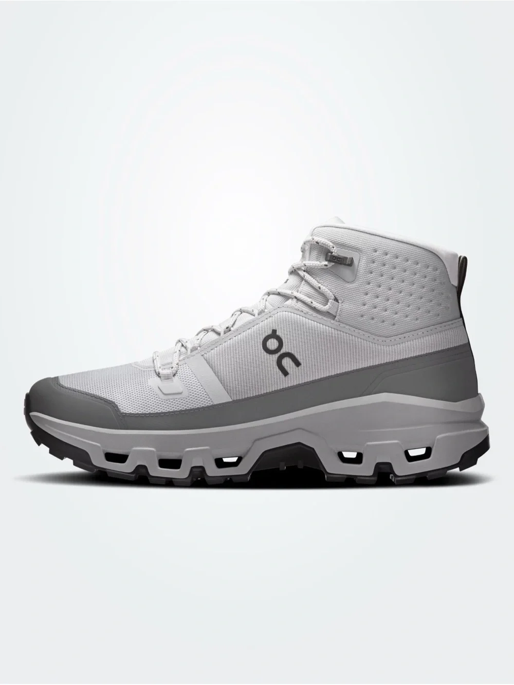 On Running Cloudrock Waterproof Mid-Top Boots in Light Grey and Dark Grey